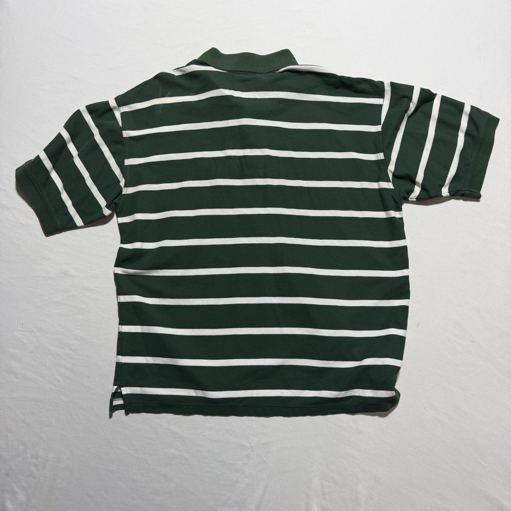 Vintage Masters Collection Golf Polo Mens L Green White Striped Cotton 90s Logo - Picture 12 of 13